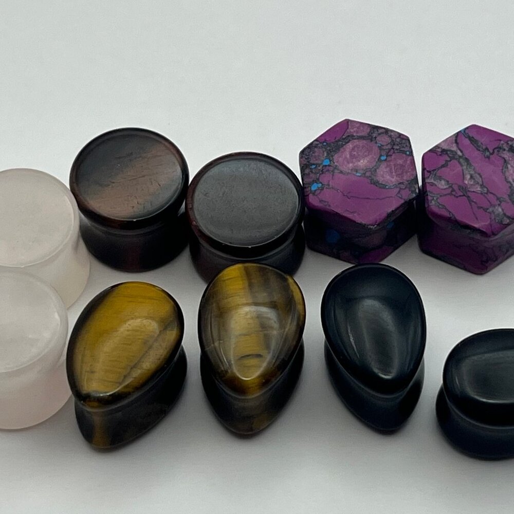 5 pairs Natural Stone Plugs 1/2 inch
